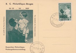 Brugge : Postzegeltentoonstelling ( 21-7-37 ) Met Nr 449 Koningin Astrid En Prins Boudewijn - Gedenkdokumente