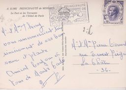 Timbre MONACO  0.30 F Violet  S/ Carte Postale 1 - Briefe U. Dokumente