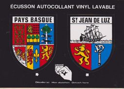 Double BLASON  - ECUSSON Adhésif / Autocollant   10X15 . PAYS BASQUE / ST JEAN DE LUZ (64) - Andere & Zonder Classificatie