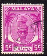 Malaya Perak 1950-6 Sultan Yussuf Izzzuddin Shah 5c Mauve, Used, SG 132a - Perak