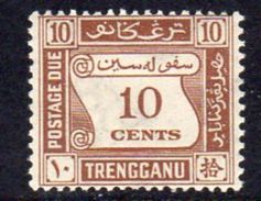 Malaya Trenggaanu 1937 10c Brown Postage Due, Hinged Mint, SG D4 - Trengganu