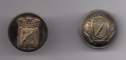 Lot De 2 Boutons Métalliques D'uniforme De La Ville De Cannes (Alpes Maritimes 06) - Bottoni