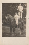 LIGUGE - 2 Hommes Sur Un Cheval         ( Carte-photo ) - Other & Unclassified