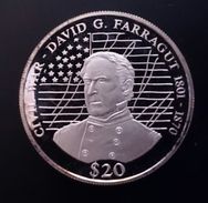 LIBERIA 20 DOLLARS 2000 SILVER PROOF "Admiral David G. Farragut" Free Shipping Via Registered Air Mail - Liberia