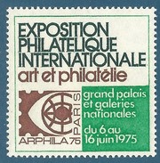 Vignette Gommée N°20 ARPHILA 75 - Exposition Philatélique Internationale Art Et Philatélie - Paris 1975 - Philatelic Fairs