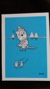 CPSM ILLUSTRATEUR BARBEROUSSE LES ANIMAUX 1976 CHAT ET SOURIS SUR LA GLACE EN PATINS - Barberousse