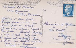 Timbres MONACO   12 F Bleu S/ Carte Postale - Lettres & Documents