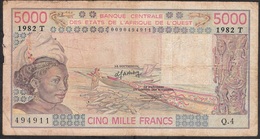 W.A.S. TOGO  P808Tf 5000 FRANCS 1982 FINE - Togo