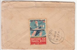 'National Air Travel Week, Cinderella, Tourism Label, Airplane,  USA To Aden,  1939 Cover, United States, As S Can - Erinofilia