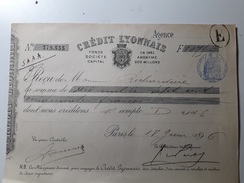 RARE : RÉCÉPISSÉ DU CRÉDIT LYONNAIS  (FONDÉE EN 1863 ) - Chèques & Chèques De Voyage