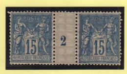 Type Sage - 15c Millésime 2 De 1892 - Infime Trace De Charnière - Cote 45 € - Millesimes