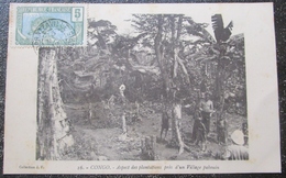 Congo  Aspect  Plantations Pres D'un Village Pahouin   Cpa Timbrée - Französisch-Kongo