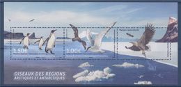 = Bloc Neuf 2 Timbres Oiseaux Des Régions Arctiques Et Antarctiques Manchot Empereur, Labbe De MC Cormick Pigargue - Hojas Bloque