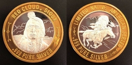 AC - NATIVE AMERICAN SERIES .999 PURE SILVER GAMING TOKEN CHIEF RED CLOUD SIOUX - Autres & Non Classés