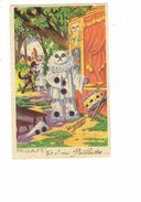 Cpa Illustration - PAILLASSE - Chat Humanisé Habillé En Pierrot - Théâtre Marionnettes Arlequin Tambour Trompette - Dressed Animals