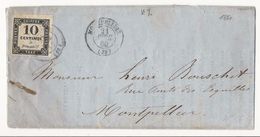 Taxe N°2 Sur Lettre De 1860 - Montpellier - 1859-1959 Briefe & Dokumente