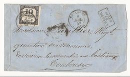Taxe N°2 - Sur Devant De Lettre De 1859 - Toulouse - Cachet Après Le Départ - 1859-1959 Briefe & Dokumente