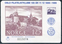 1986 Norway Stamp Exhibition Souvenir Sheet Oslo Centenary - Probe- Und Nachdrucke