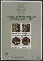 1987 Norway Stamp Exhibition Souvenir Sheet Trondheim MIDARO '87 - Prove E Ristampe