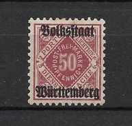 LOTE 1438  ///   ALEMANIA - WURTEMBERG      YVERT Nº: 99 *MH - Nuevos