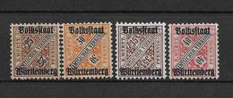 LOTE 1438  ///   ALEMANIA - WURTEMBERG      YVERT Nº: 107/110 *MH - Ungebraucht