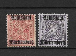 LOTE 1438  ///   ALEMANIA - WURTEMBERG      YVERT Nº: 104/105 *MH - Ungebraucht