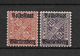 LOTE 1438  ///   ALEMANIA - WURTEMBERG      YVERT Nº: 104/105 *MH - Ungebraucht