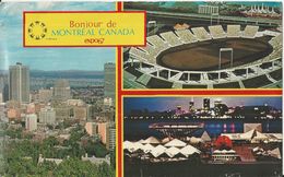 MONTREAL BONJOUR DE CANADA EXPO 67 DIM 22.5 CM X 14 CM CARTE POSTALE CPSM GF AVEC 7 TIMBRES ANNEE 1967 A CAEN VAUCELLES - Variedades Y Curiosidades