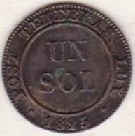 Canton De Genève.  1 Sol 1825 . KM#  120 - Monetary System 1814-1838