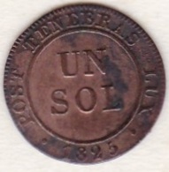 Canton De Genève.  1 Sol 1825 . KM#  120 - Monetary System 1814-1838