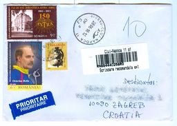 Romania 2016 Cover To Croatia / 2011 Biblioteca Astra / 2014 Messengers Of Romanian Sport / Clock Tower / Christmas - Cartas & Documentos