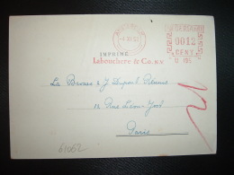 CP EMA U 195 à 0012 CENT Du 4 XI 52 AMSTERDAM + LABOUCHERE & Co. N. V. - Franking Machines (EMA)