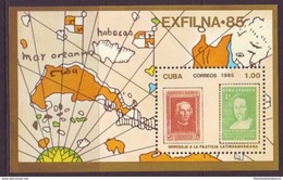 1985.2 CUBA 1985. MNH. ESPAÑA EXFILNA'85. SPAIN PHILATELIC EXPO. OLD MAP. COLON. COLUMBUS. SPECIAL SHEET - Neufs