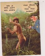 HUMOUR ET REALITE,FEMME NATURE LIBRE,NATURISTE ET PECHEUSE,A PECHER,FLIC OU HARCELEUR - Humor