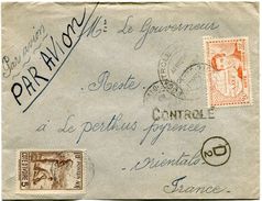 COTE D'IVOIRE LETTRE PAR AVION CENSUREE DEPART BINGERVILLE ? SEPT 39 COTE D'IVOIRE POUR LA FRANCE - Cartas & Documentos