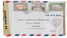 GUADELOUPE - 1945 - ENVELOPPE Par AVION De POINTE à PITRE Avec DOUBLE CENSURE => MARSEILLE - Storia Postale