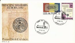 Andorra_FDC_1982_Europa - Briefe U. Dokumente
