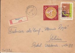 WRESTLING, GOODS FAIR, STAMPS ON REGISTERED COVER, 1967, ROMANIA - Lettres & Documents