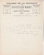 Facture Tuilerie De La Houssaye-Gouhier-Mary-St Cyr La Rosiere-Janvier 1930.Mr Fogliotti. - Andere Gemeenten