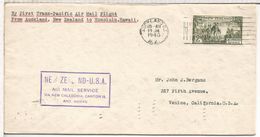 NUEVA ZELANDA CC PRIMER VUELO A USA 1940 AUCKLAND AL DORSO MAT HONOLULU HAWAI - Airmail