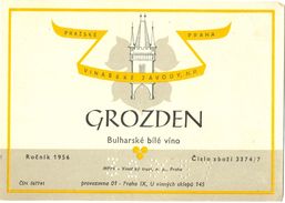 1491 - Tchécoslovaquie - Grozden - Bulharské Bílé Víno - Rocnik 1956 - MPP Vinaisky Trust Praha - Witte Wijn