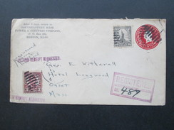 USA 1926 R-Brief Marion - Onset. Return Receipt Requested. Hotel Longwood. Ganzsachenumschlag Mit Zusatzfrankatur - Brieven En Documenten
