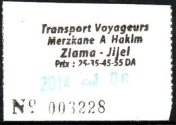 Ticket Transport Algeria Bus - Trajet : Ziama / Jijel  - Billete De Autobús Biglietto Dell'autobus - Mundo