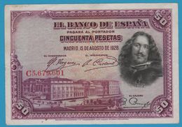 ESPANA 	50 Pesetas 15.08.1928 Serie C5.679.601 P# 75b - 50 Pesetas