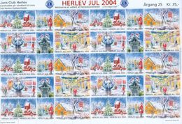 Denmark. Christmas Sheet Mnh 2004. Lions Club. Local Herlev. Santa,Church,Art. - Ganze Bögen