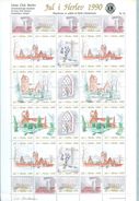 Denmark. Christmas Sheet Mnh 1990. Lions Club. Local Herlev. Herlev Church. - Ganze Bögen