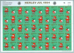 Denmark. Christmas Sheet Mnh 1984. Lions Club. Local Herlev. Santa, Decorations. - Ganze Bögen