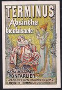 Terminus Absinthe Bienfaisante Pontarlier  Reproduction Publicité Ancienne Sur CPM Sarah Bernhart Et Coquelin - Werbepostkarten