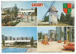 CP MULTIVUES GRIGNY 2, LE JARDIN DE LA PISCINE, LE MOULIN A VENT, LA PISCINE, LE JARDIN D'ENFANTS, ESSONNE 91 - Grigny