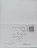 France Entiers Postaux - 10 C Noir - Type Sage - Carte Postale Avec Réponse Payée -  Oblitéré - Standard Postcards & Stamped On Demand (before 1995)